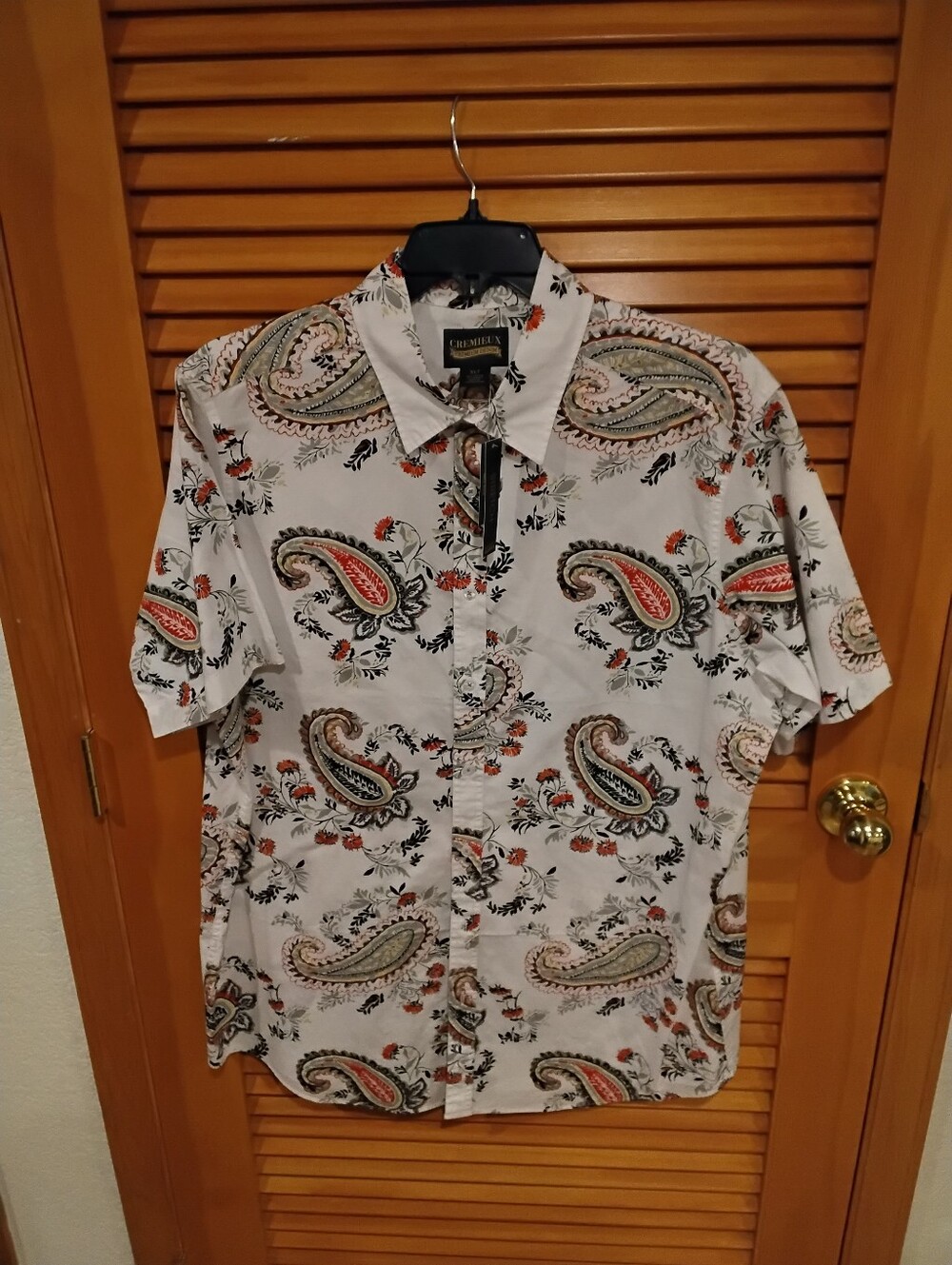 NWT Cremiuex Premium Denim Paisley Short Sleeve Woven Shirt XL-Tall